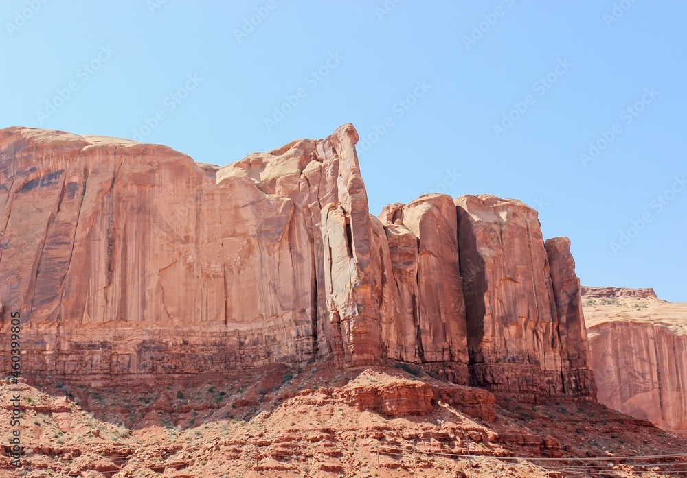 Sheer Cliffs On Mountain In Monument Valley, Utah Sheer Cliffs On Mountain In Monument Valley, Utah