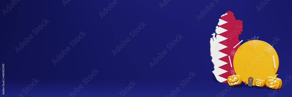 Fototapeta premium Halloween podium in the country of Qatar to increase sales and use your product discounts on websites, feeds and posts on social media in 3d rendering