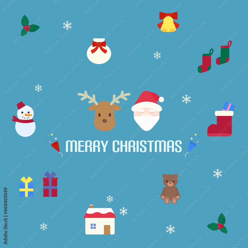 シンプルでかわいいクリスマスのイラストセット シンプルでかわいいクリスマスのイラストセット