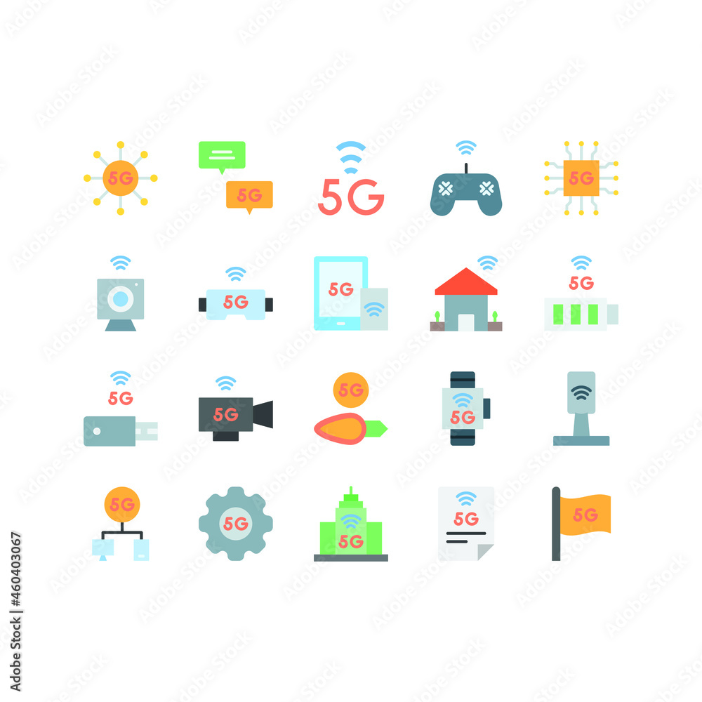 5G Technology icon set with flat style simple, for your business 5G Technology icon set with flat style simple, for your business
