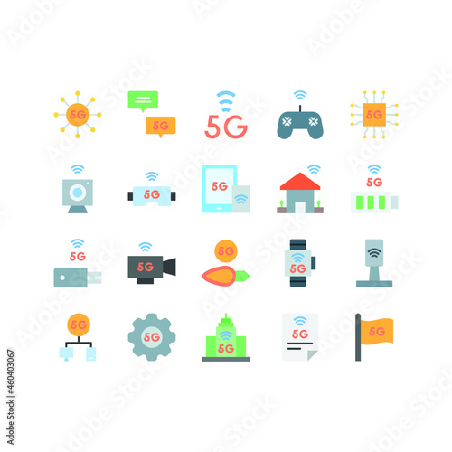 5G Technology icon set with flat style simple, for your business