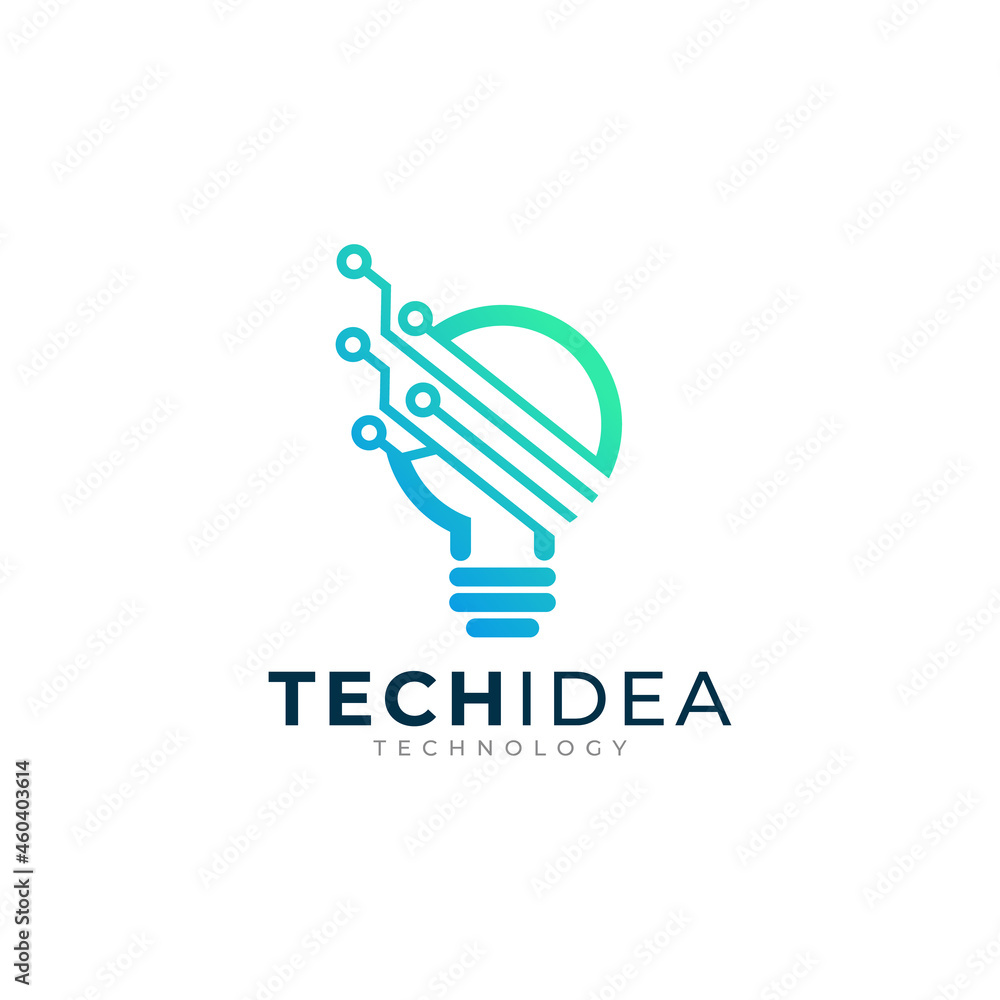 Digital Idea Logo Design. Bulb Combined with Technology Icon Vector Illustration Digital Idea Logo Design. Bulb Combined with Technology Icon Vector Illustration