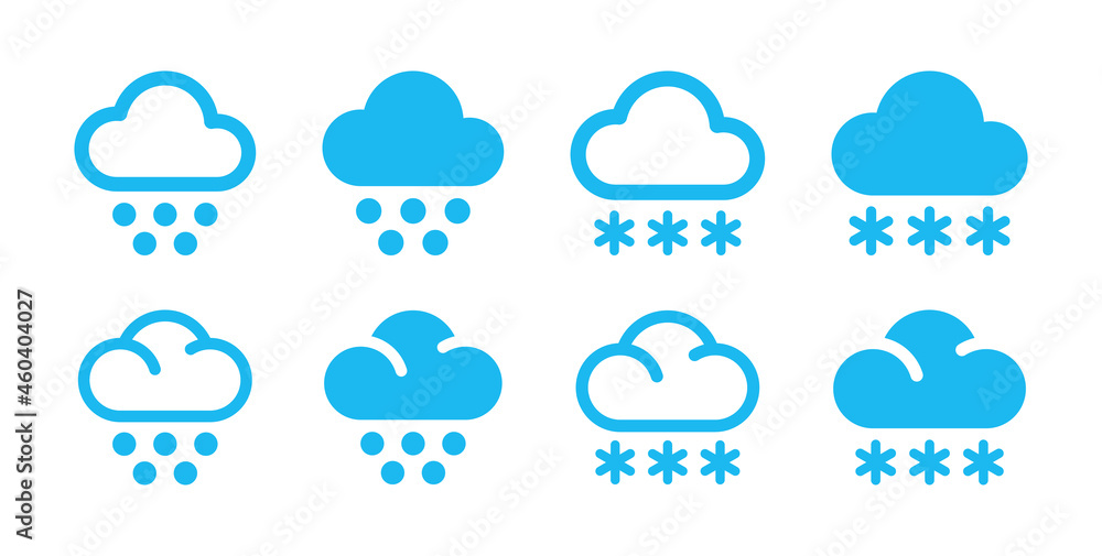 Snowing icon set. Cloud with snow symbol vector illustration. Winter concept Snowing icon set. Cloud with snow symbol vector illustration. Winter concept