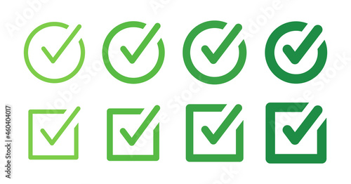 Checkbox vector icon. Green check mark icon set. Tick, ok, accept and selected vector illustration