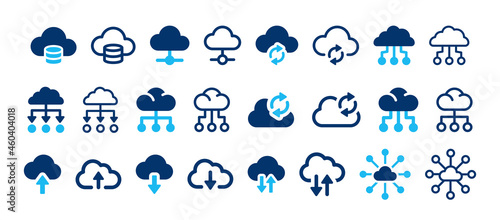 Cloud computing icon set. Data storage and technology concept