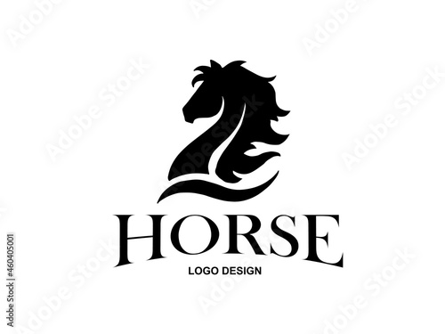 Abstract horse logo, silhouette, simple, line art