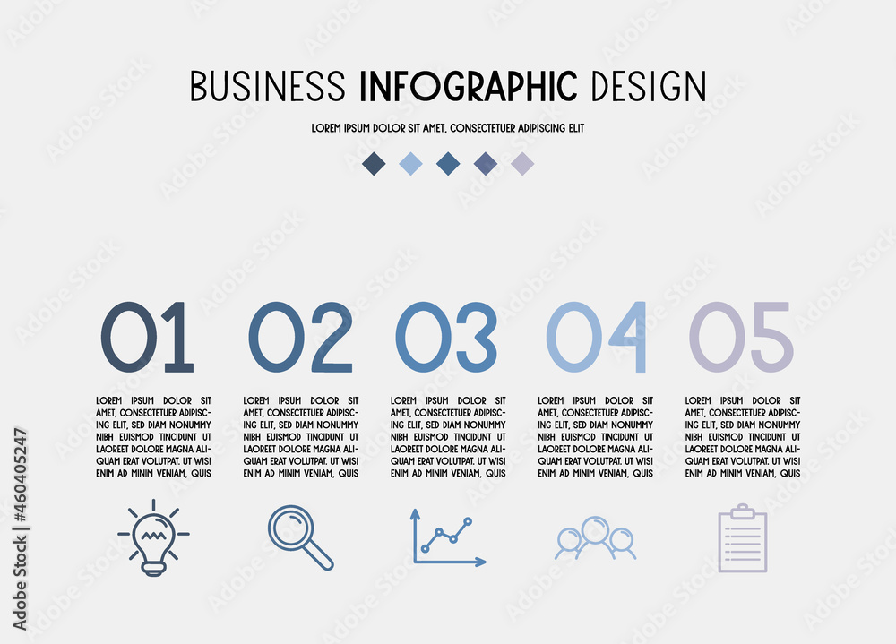 Fototapeta premium Infographic with business icons. Flowchart concept. Vector