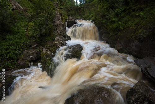 Waterfall in green forest, ...