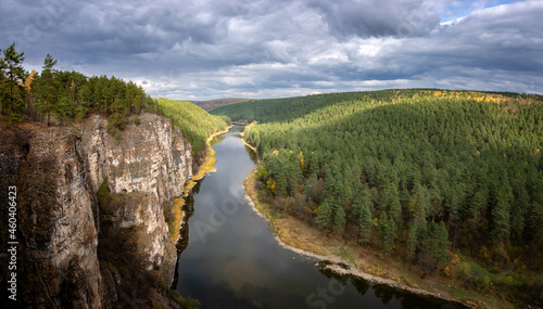 Ayskie pritesy - a natural attraction of the southern Urals in autumn, Russia