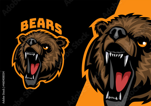 Grizzly bear head mascot logo