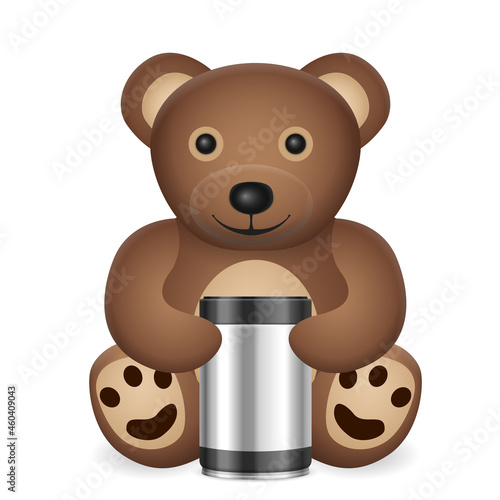 Teddy bear with coffee canister