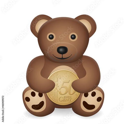 Teddy bear with fifty euro cent