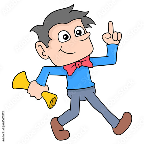 long nosed pinocchio walks happily, doodle icon image kawaii