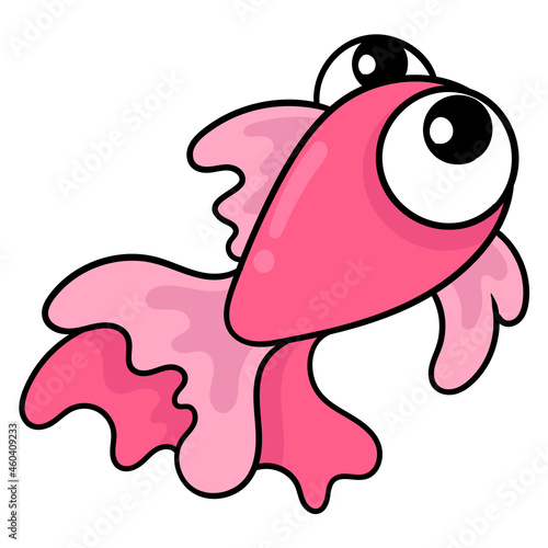 beautiful pink ornamental fish, doodle icon image kawaii