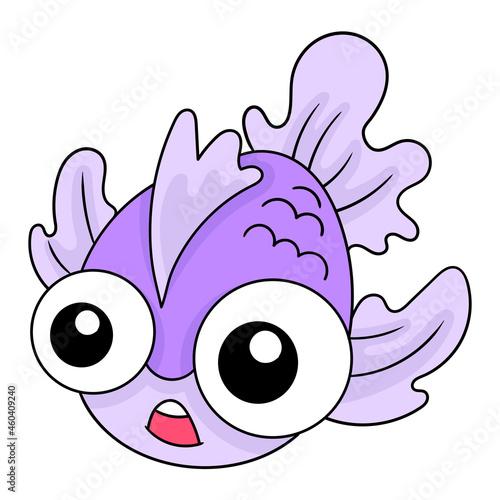 beautiful purple ornamental fish, doodle icon image kawaii