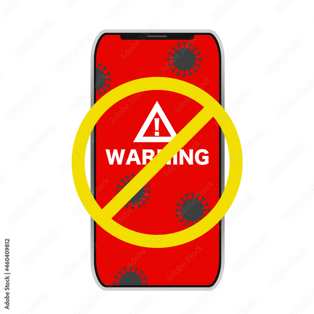 ウイルス防止のスマートフォンの画面、コンピューターウイルスまたは細菌やウイルス感染