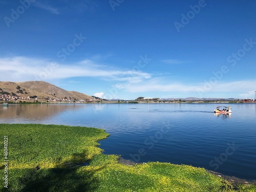 [Peru] Beautiful view of Lake Titicaca and the blue sky (Puno)