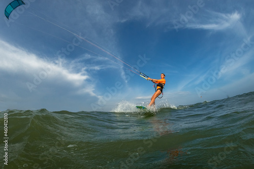 Kite surfing. 