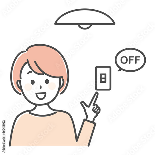 illustration of lady turning off the light