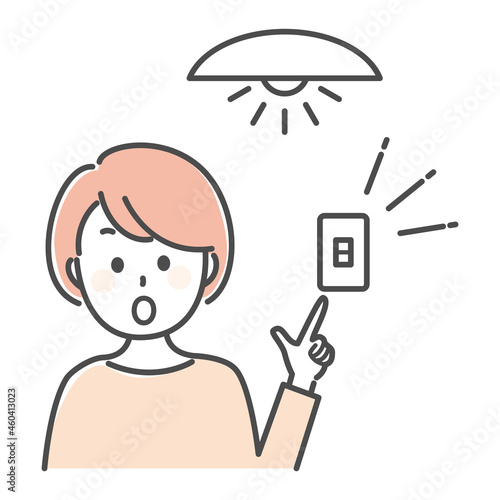 illustration of lady turning off the light