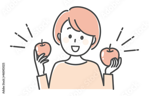 illustration of lady having two apples