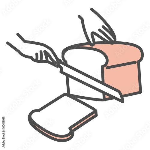 illustration of cutting bread with knife