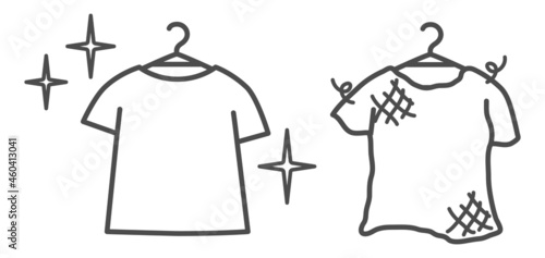 illustration of clean shirt and dirty shirt