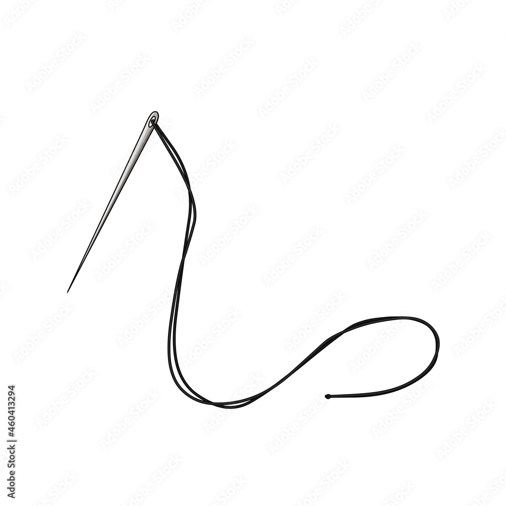 黒色の糸を通した針