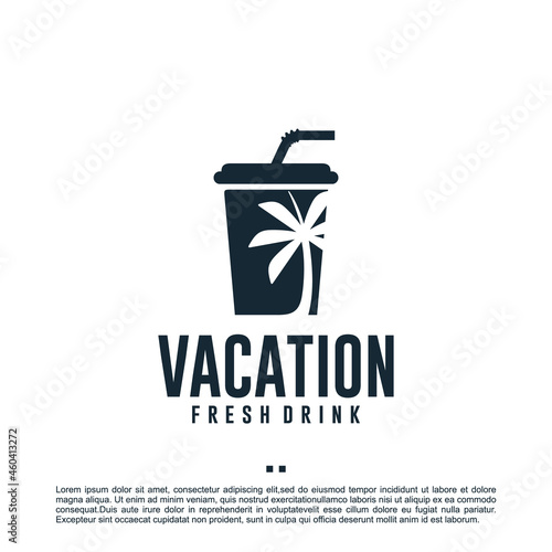 vacation drink , fresh , logo design template