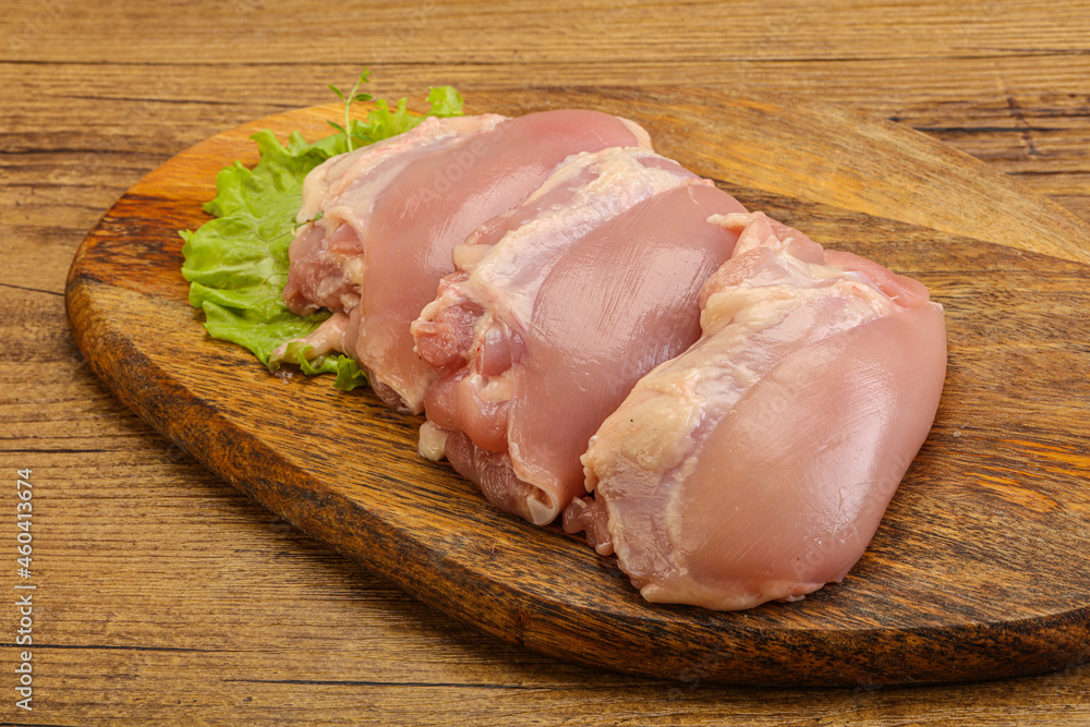 Raw chicken boneless and skinless leg Raw chicken boneless and skinless leg