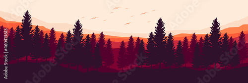 pine tree forest at mountain landscape vector illustration design for wallpaper design  design template  background template  and tourism design template