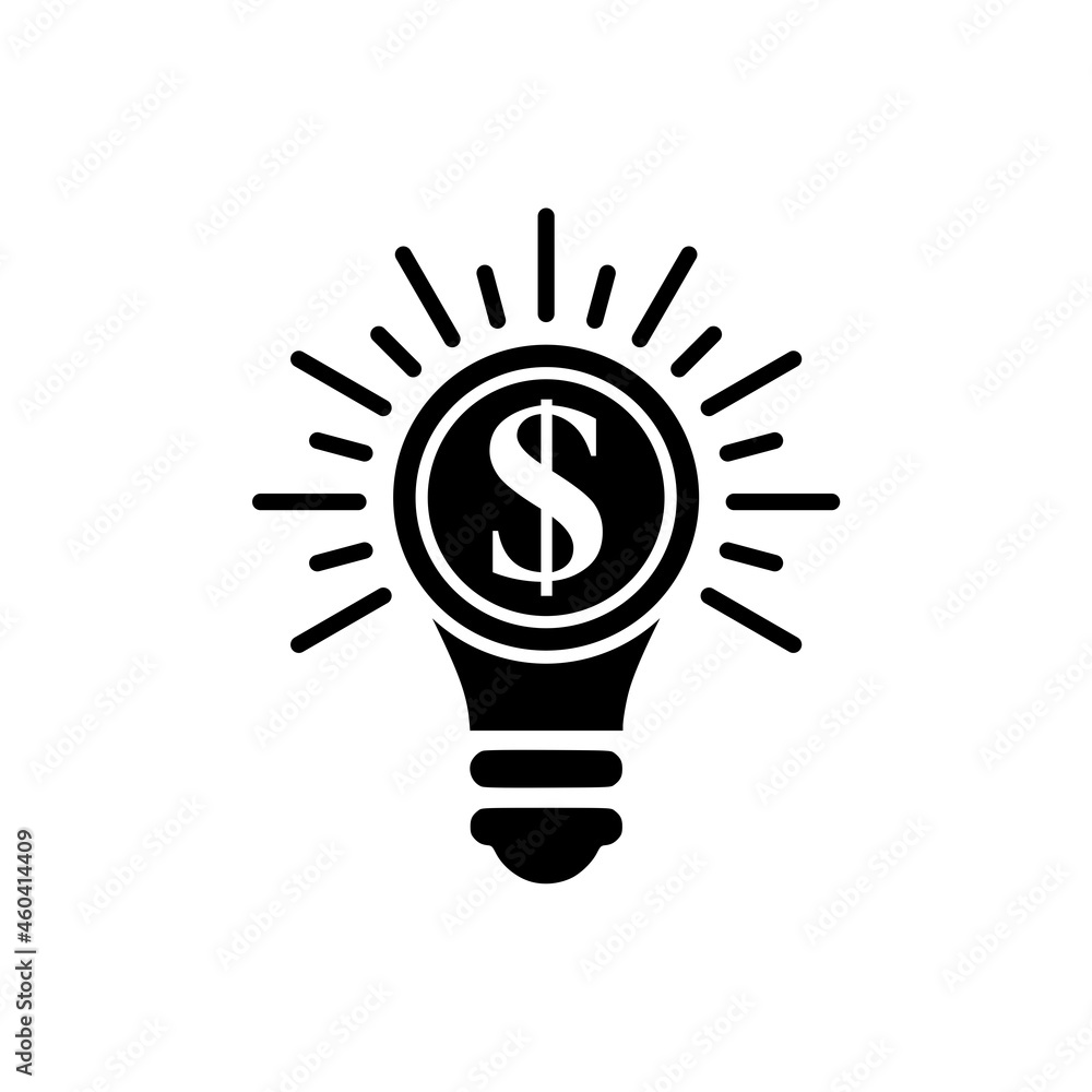 Light bulb with dollar symbol icon isolated on white background Light bulb with dollar symbol icon isolated on white background