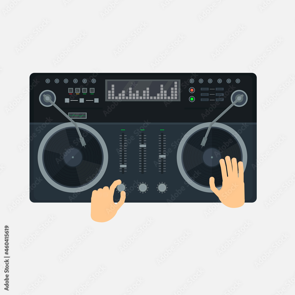 DJ music mixer. Turntable, vector illustration DJ music mixer. Turntable, vector illustration