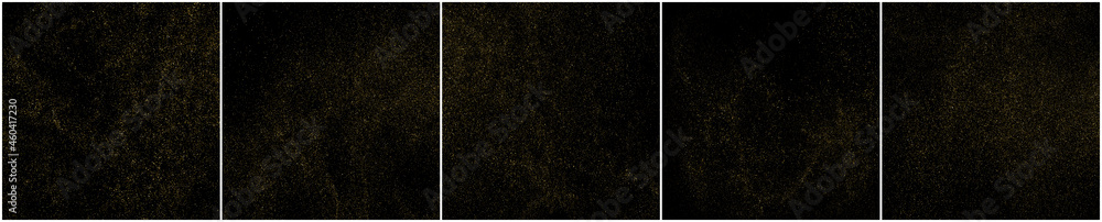 Set of Gold Glitter Texture Isolated on Black Background. Golden stardust. Amber Particles Color. Sparkles Rain. Vector Illustration, Eps 10. Set of Gold Glitter Texture Isolated on Black Background. Golden stardust. Amber Particles Color. Sparkles Rain. Vector Illustration, Eps 10.