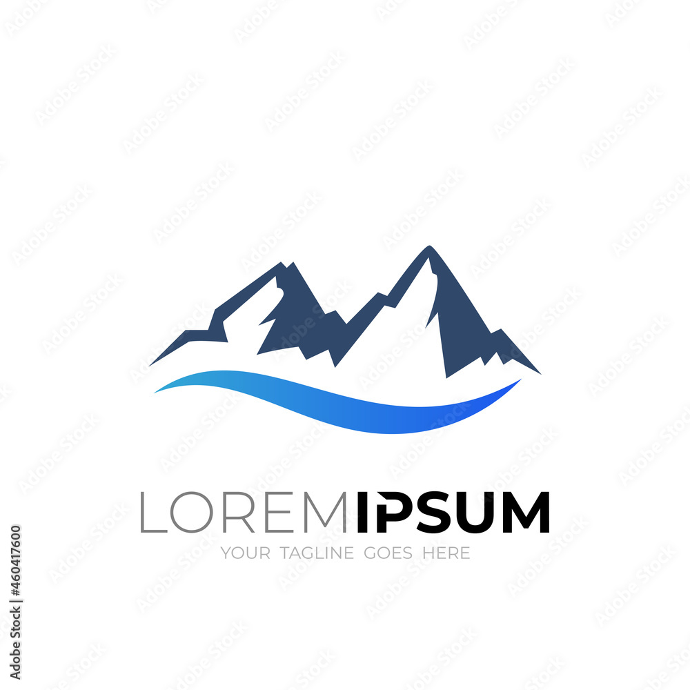 Simple mountain and hill logo design vector