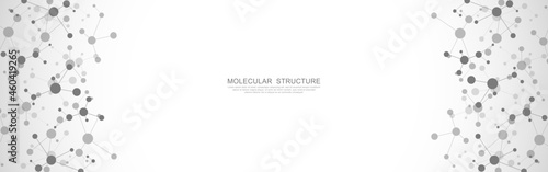 Molecular structure and genetic engineering, molecules DNA, neural network, scientific research. Abstract background for innovation technology, science, healthcare, and medicine