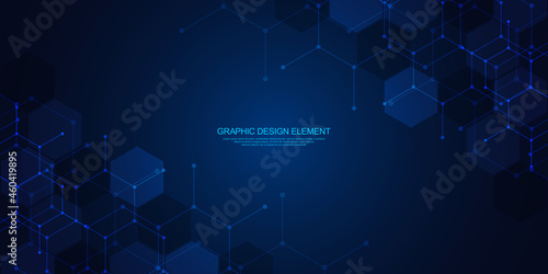 Abstract technology background and design element with hexagons pattern and geometric shapes for your drafting
