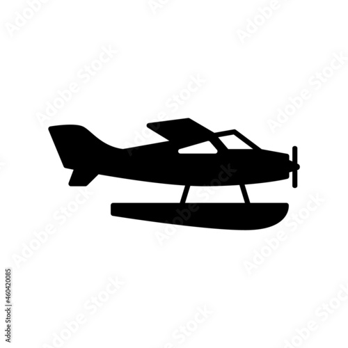 Hydroplane glyph icon. Maldives air transport. Coral island. Exotic vacation. Isolated vector stock illustration photo