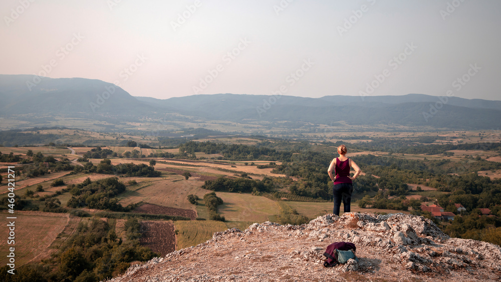Fototapeta premium Female hiker enjoying the landscape