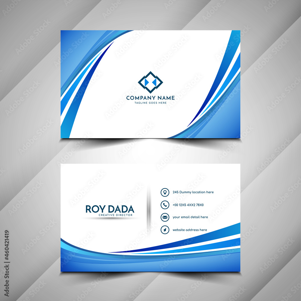Modern blue color wave style business card design Modern blue color wave style business card design