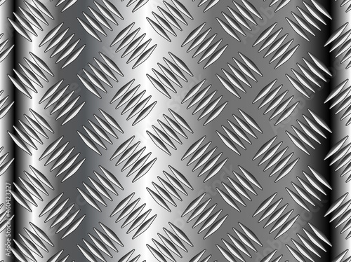 Metallic shiny background with technology diamond plate pattern, steel metal lustrous texture as industrial vector illustration.