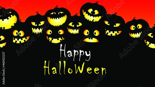 Halloween pumpkin Poster, banner or background for Halloween Party with scary pumpkins.
