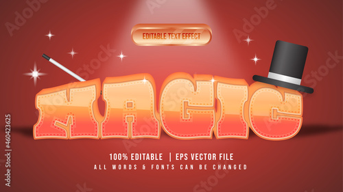 Magician 3d Text Style Effect. Editable illustrator text style.