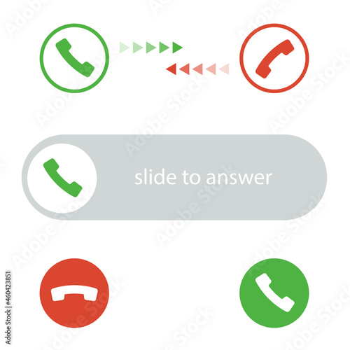 Phone call icon. Set of icons for answering and rejecting a call. 