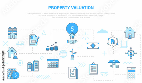 property valuation concept with icon set template banner with modern blue color style