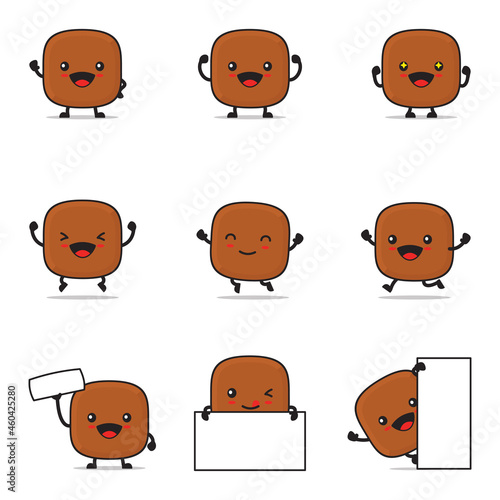cute chocolate cartoon. with happy facial expressions and different poses