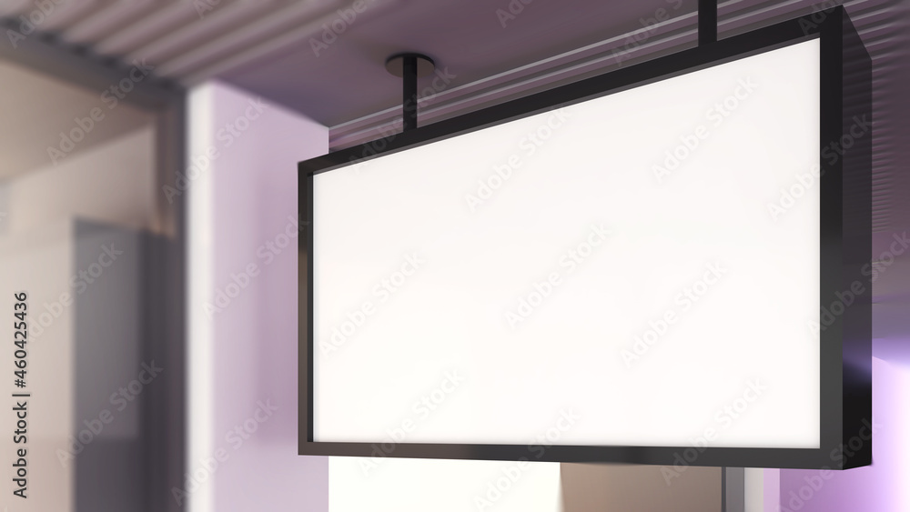 A mockup of a shop sign in a square shape.Signboard for logo presentation.,3d rendering