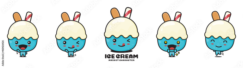 cute ice cream mascot, with different facial expressions and poses cute ice cream mascot, with different facial expressions and poses