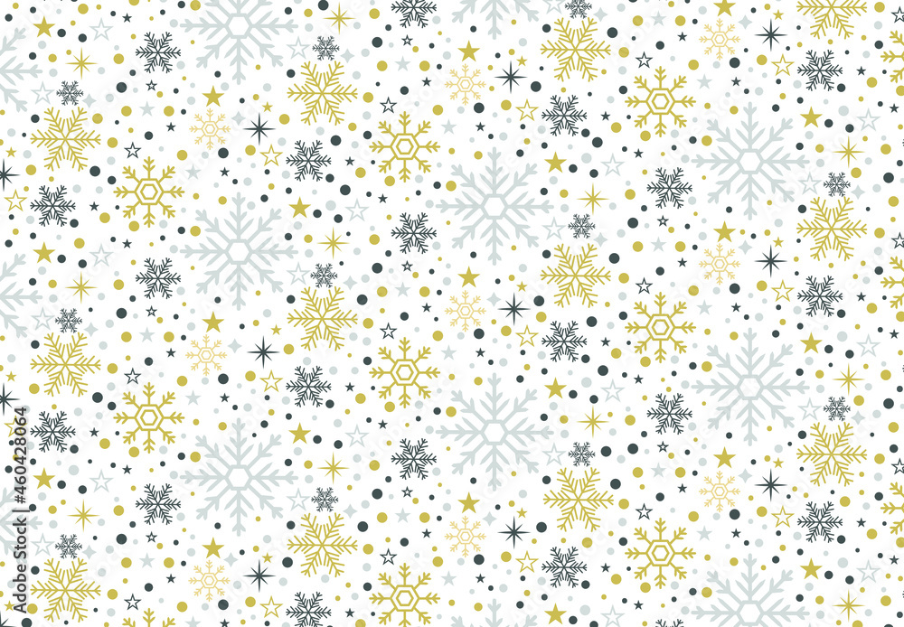 Beautiful Xmas pattern with ornaments. Snowflake wrapping paper design. Christmas pattern vector illustration.