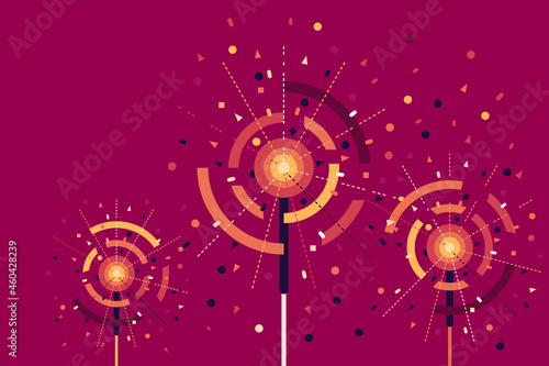 Illustration of fireworks. Concept for Diwali festival of India